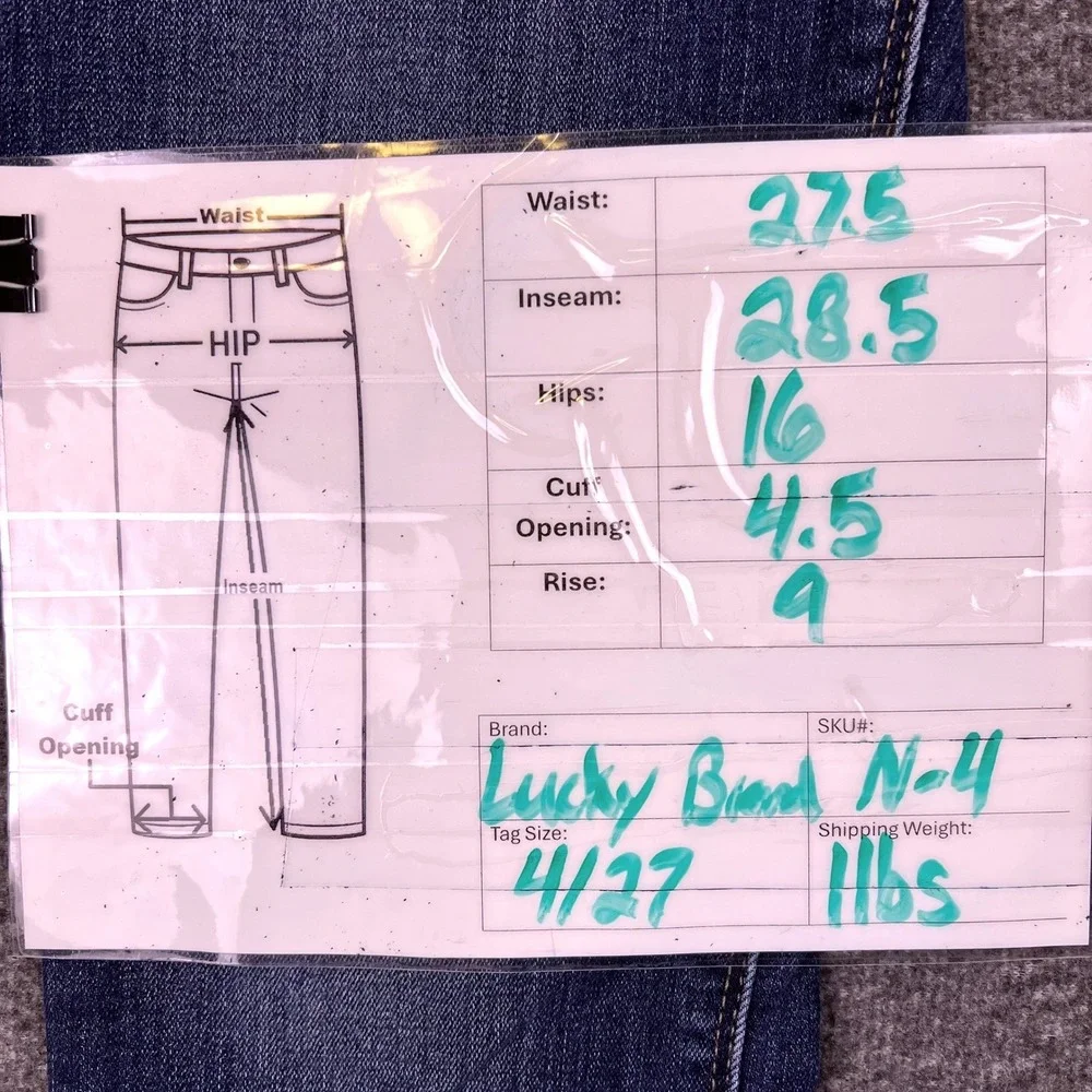 Lucky Brand Ava Skinny Jeans Womens 4/27 Blue Wash Chic Frayed Hem Stretch 27x28